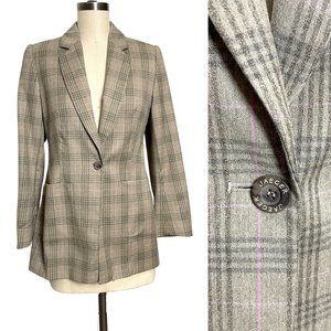 Jaeger wool cashmere plaid blazer - 1990s vintage - size 8